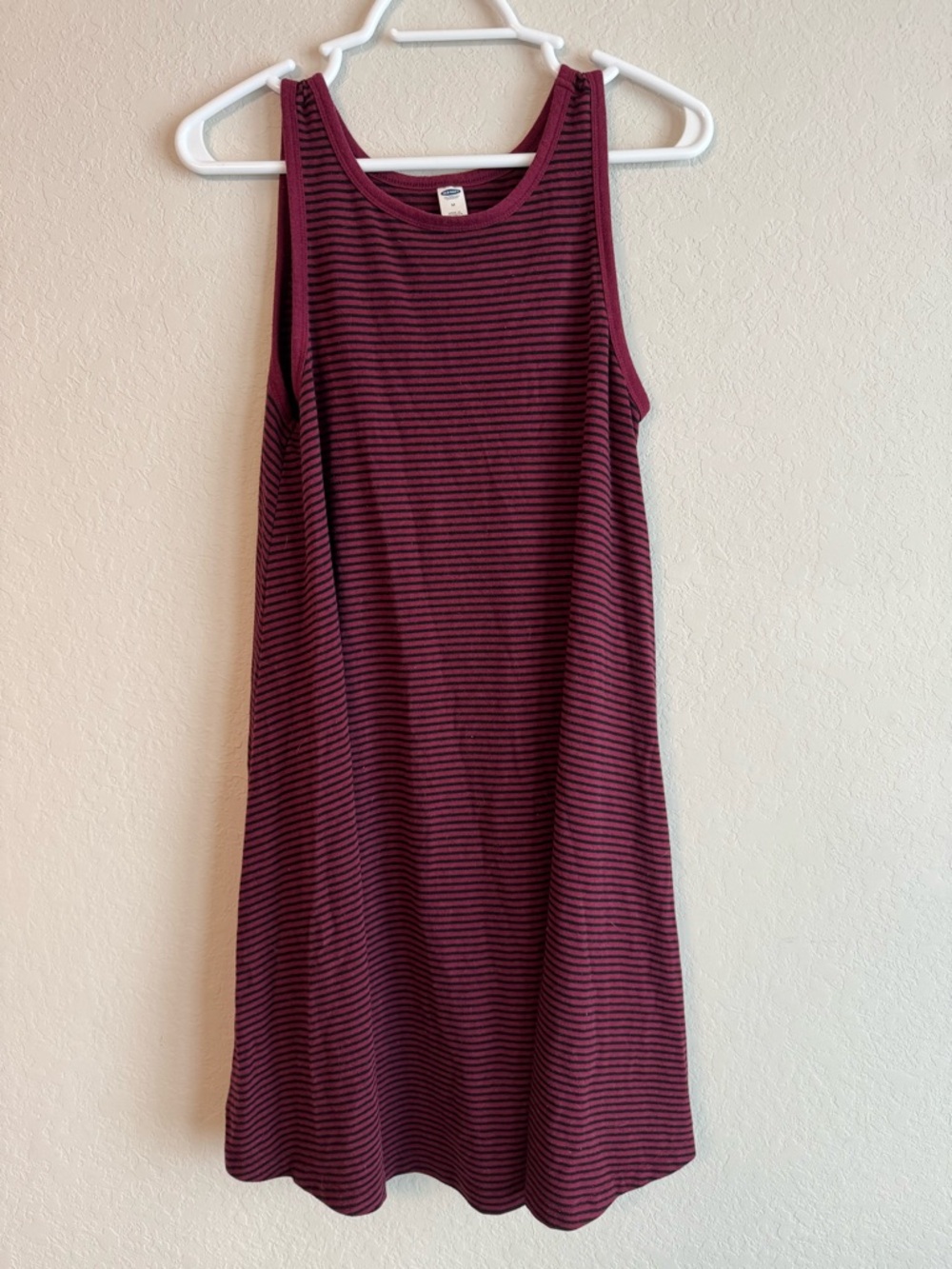 Old Navy Red Black Striped Flowy Dress